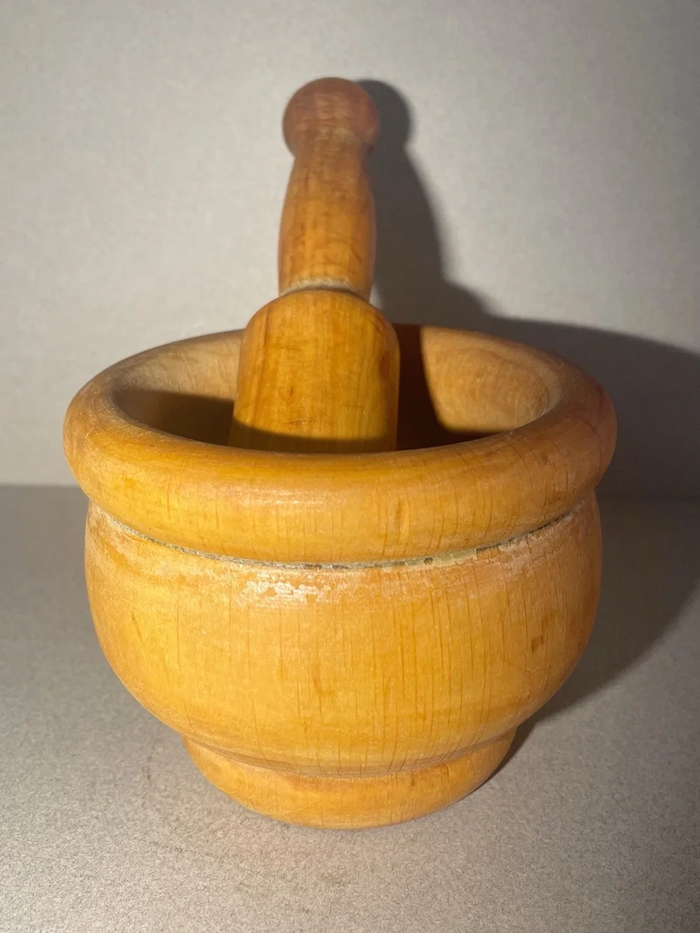 VINTAGE Hand Carved Wooden Mortar & Pestle Spain Spices Herbs Grinder Wood 2 pc.